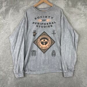 Meow Wolf Shirt Men 2XL Gray Society of Peripheral Studies Acid Wash Long Sleeve